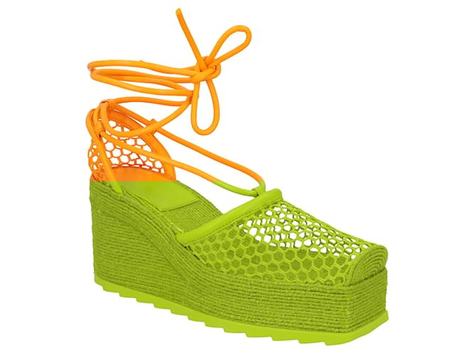サンダル・ミュール Bottega Veneta Stretch Espadrille Wedges Bottega Veneta Orange Stretch 90 Wedge Espadrilles Polyester