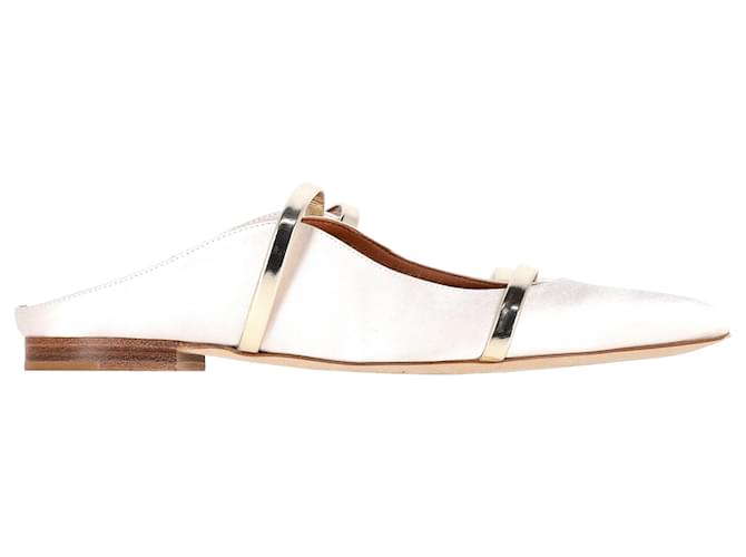 Autre Marque Malone Souliers Maureen Mules in Ivory Satin White Cream  ref.1723007