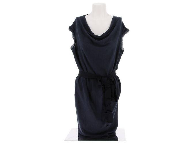 Lanvin dresses T.International M Silk Navy blue