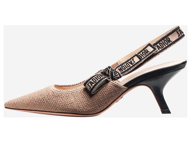 Neutral J'Adior raffia slingback pumps - size EU 39