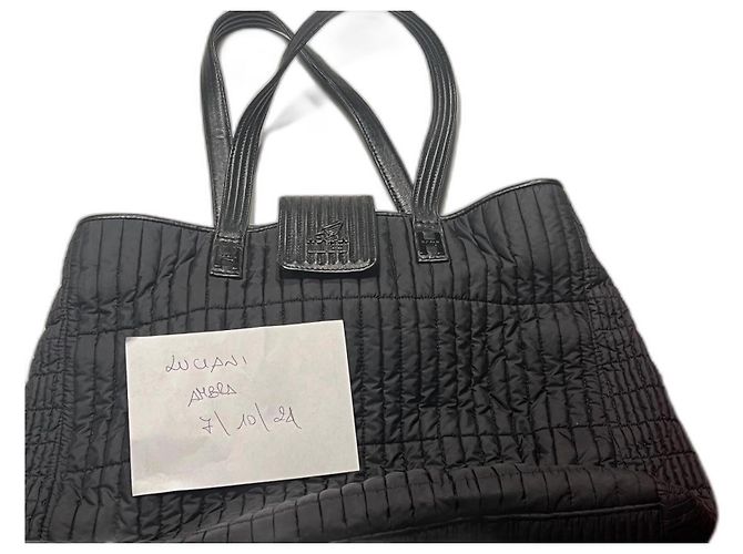 Autre Marque Leather and Nylon Handbag Black