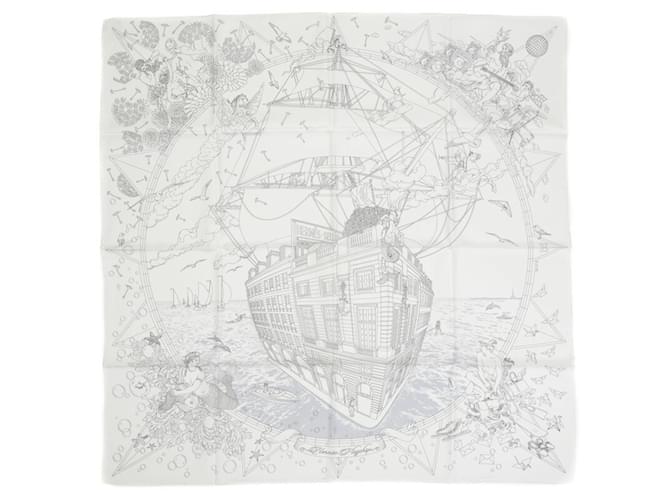 Hermès Écharpe Hermes Carre 90 en noir et blanc Soie  ref.1723568