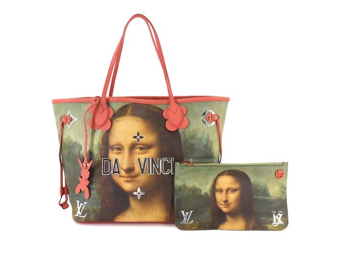 Louis Vuitton Masters Mona Lisa Neverfull MM Tote Bag Multiple colors Orange
