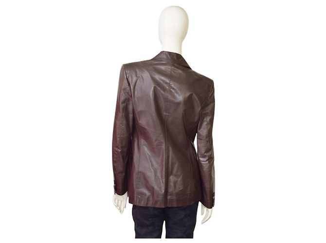 Roberto Cavalli Brown Distressed Leather Blazer Jacket S