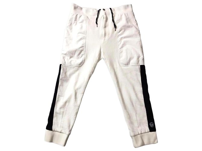 Authentic Alexander McQueen Skull Embroidered Jogger Pants Black White