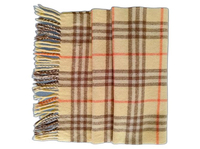 Sciarpa Burberry Check in cashmere gialla Giallo