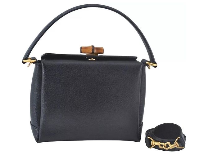 Borsa a mano e a spalla 2 in 1 GUCCI Bamboo in pelle nera Nero