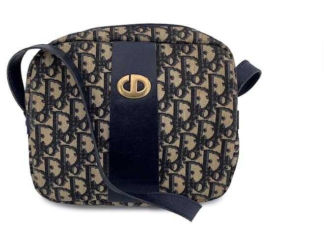Diorissimo Dior Christian Vintage Blue Oblique Canvas Monogram Shoulder Bag Cloth  ref.1725078