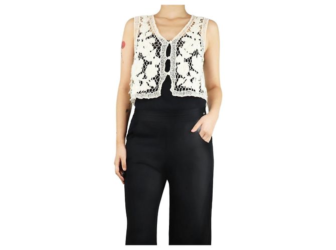 Rag & Bone Off-white Coralie crochet vest - size S