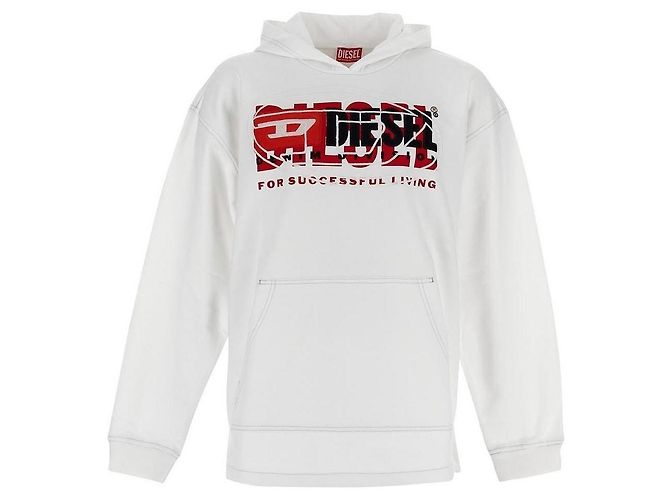 Diesel Hoodie aus Baumwolle Weiß Multicolor XL Mehrfarben