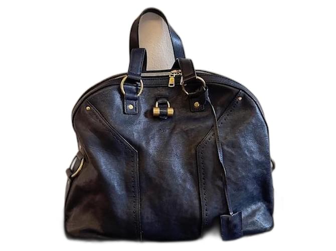 Sac à main Yves Saint Laurent Muse II en cuir bleu marine 
