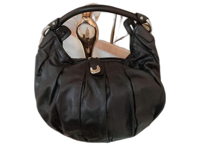 Borsa Bally nera in agnello e pelle di struzzo Nero