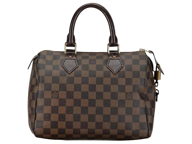 Braune Louis Vuitton Damier Ebene Speedy 25 Boston Tasche Leder ref.1725829 Joli Closet