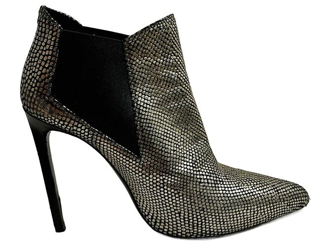 Saint Laurent SL "Paris" ankle boot in silver and black Silvery