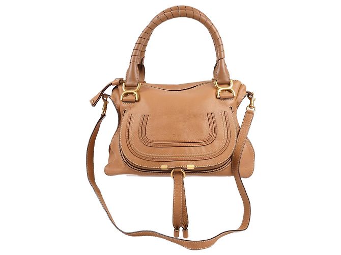 Chloé Chloe Marcie Leather Medium 2Way Handbag in Camel ref 