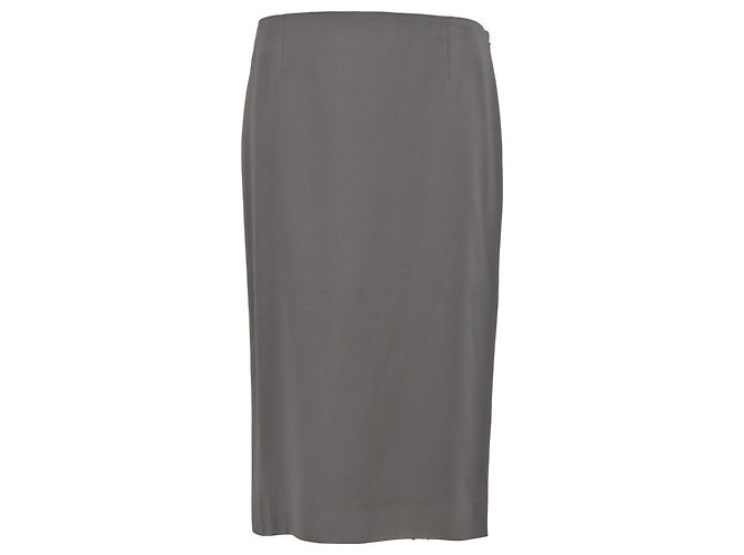 Alberta Ferretti Midi Hochtaillierte Gerade Rock aus grauem Polyester