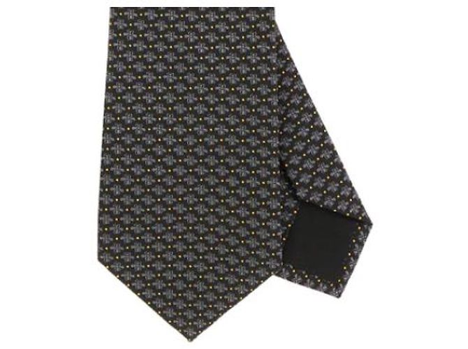Marmont Gucci Bee Print Silk Tie Golden Navy blue