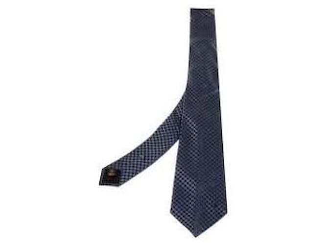 Gravata de seda azul marinho Micro Damier Louis Vuitton  ref.1726076