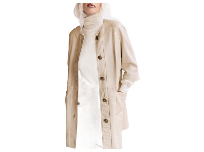 Marc by Marc Jacobs Cream leather car coat Golden