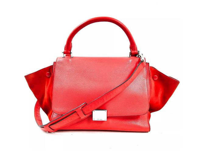 Trapèze Sac Céline Trapeze en cuir rouge