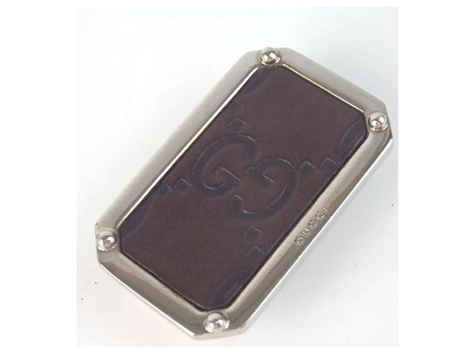 Clip per soldi Gucci in pelle nera e argento Nero Silver hardware