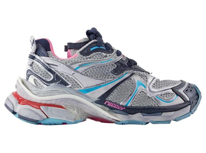 スニーカー BALENCIAGA Two-tone synthetic leather and fabric sneakers Balenciaga Multicolor Mesh And Leather Race Runner Sneakers