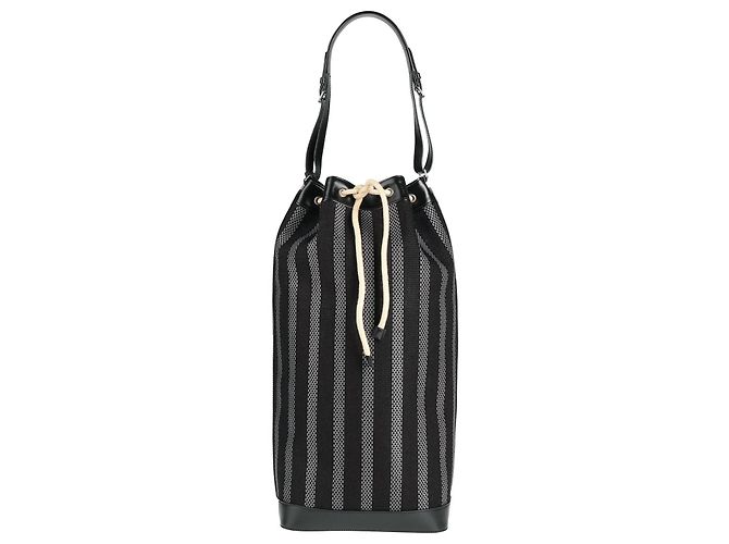 Borsa a secchiello lunga Saint Laurent Nero Grigio antracite