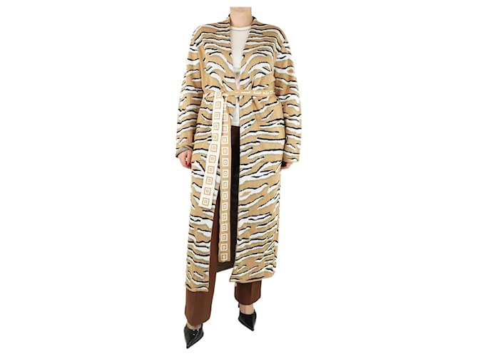 Autre Marque Camel tiger print duster cardigan - size L Brown Cotton  ref.1727041