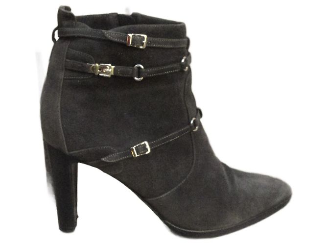 Hermès Stiefeletten Grau Wildleder