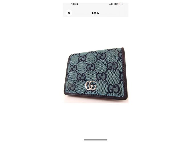 Marmont Portafoglio compatto bi-fold Gucci GG Jaquard Rosso Blu