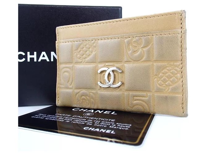 CHANEL Icon line Card Case Lambskin Beige