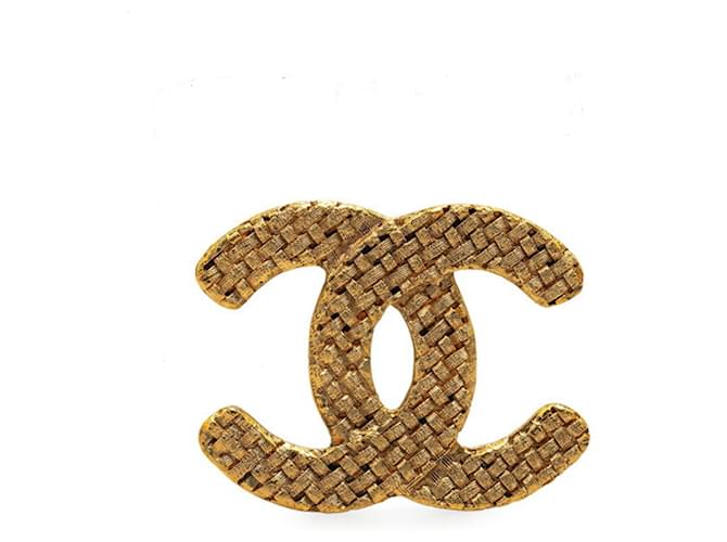 Chanel Coco Mark Quilted Gold Plated Brooch Golden ref.1727248  