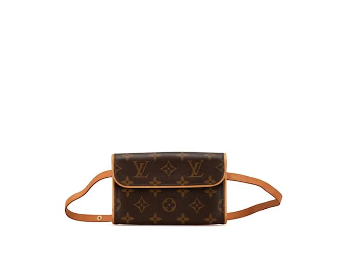 Louis Vuitton Monogram Pochette Florentine Body Bag Brown Leather Plastic  ref.1727320