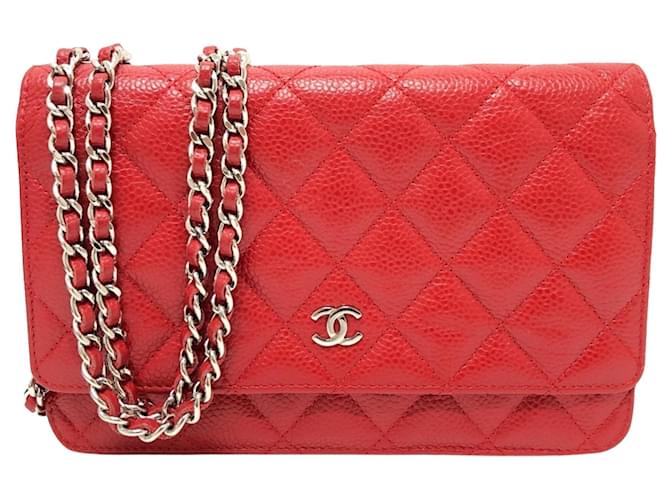 Chanel Wallet On Chain Red Leather  ref.1728003