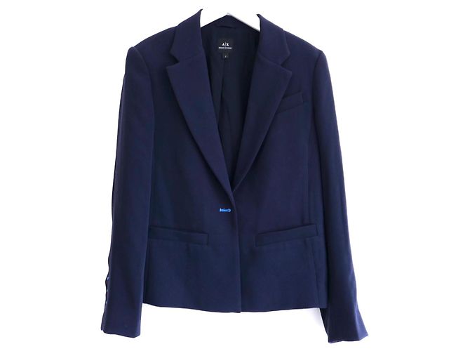 Armani Exchange Navy Contrast Button Hole Blazer Jacket Navy blue