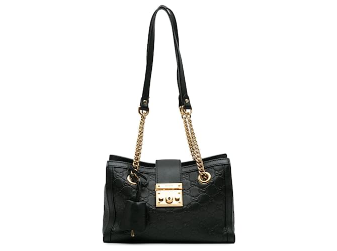 Black Gucci Small Guccissima Padlock Tote Leather ref.1728427 Joli Closet