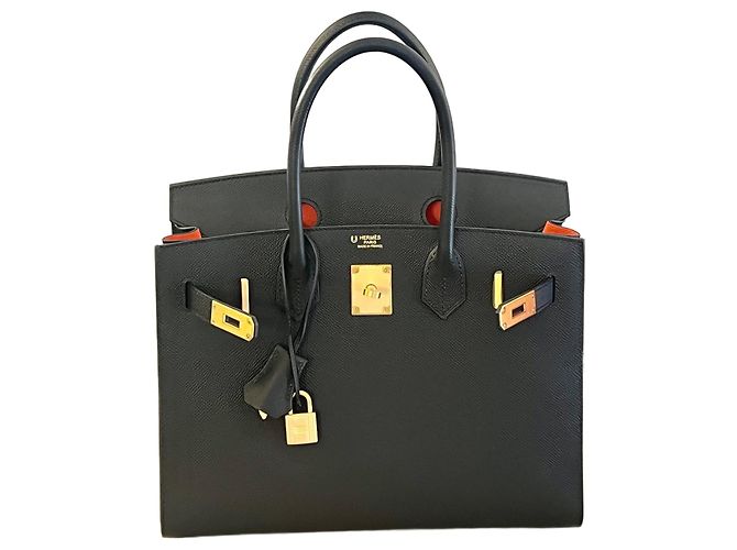Hermès Birkin 30 Sellier Epsom Noir Orange