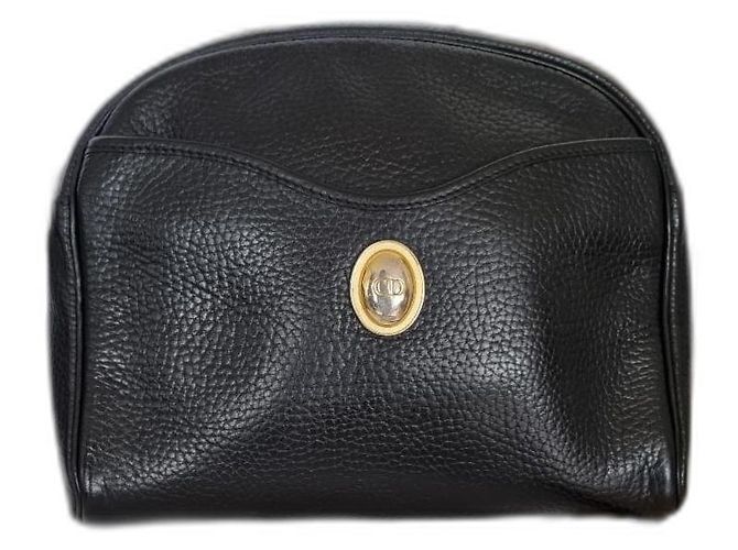 Borsa a tracolla Christian Dior in pelle di vitello nera Nero
