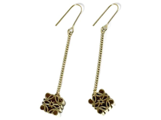 Brincos de gancho com anagrama Loewe para mulheres em ouro Dourado