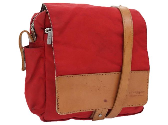 Burberry Borsa a spalla in nylon rosso Auth ti2117