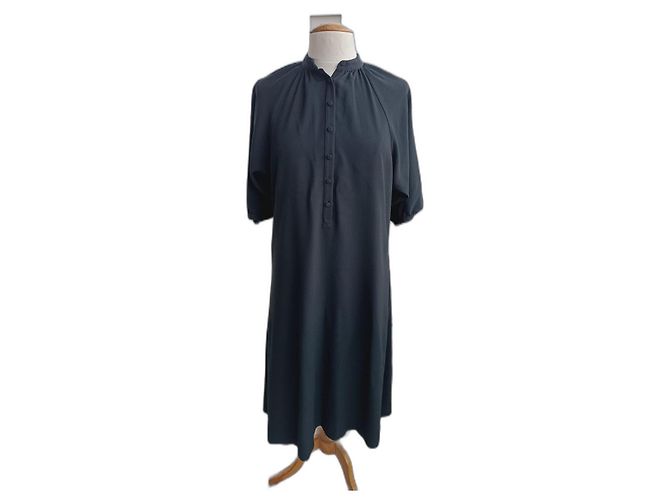 Vestido oversized preto de viscose e acetato Céline