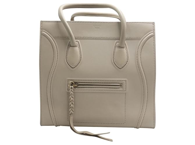 Celine Celine Medium Luggage Phantom Bag in Grey Calfskin Leather Brown Beige Pony style calfskin ref.1730638 Joli Closet