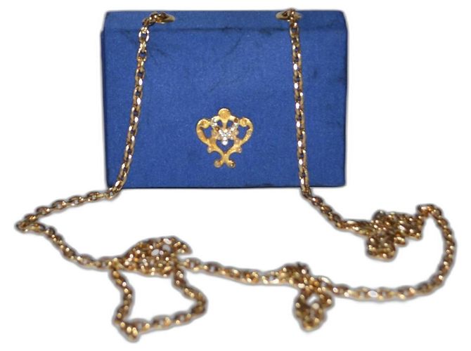 Mini Bolsa Guy Laroche Azul de Tecido com Emblema Dourado