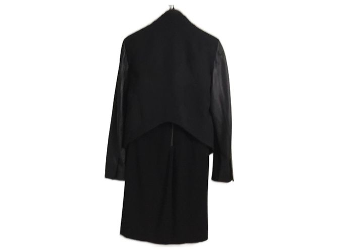 Conjunto de saia e casaco preto de lã Helmut Lang