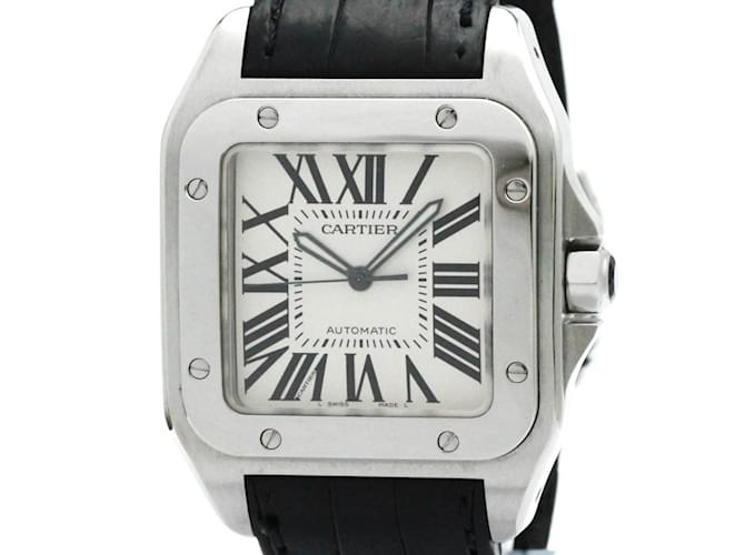 Cartier Santos 100 LM Custom Diamond Steel Men's Watch  ref.1730893