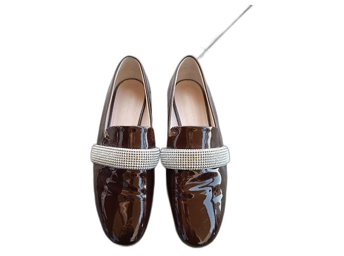 Mocasines Christopher Kane Burdeos Cuero Charol Strass Swarovski