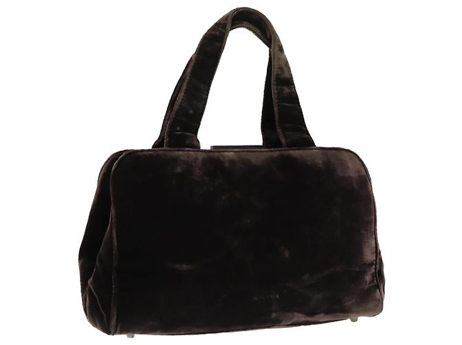 PRADA Borsa a Mano Camoscio Marrone Auth 93244