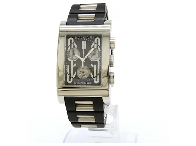 Bulgari Reloj para hombre Bvlgari Rettangolo esfera negra de acero