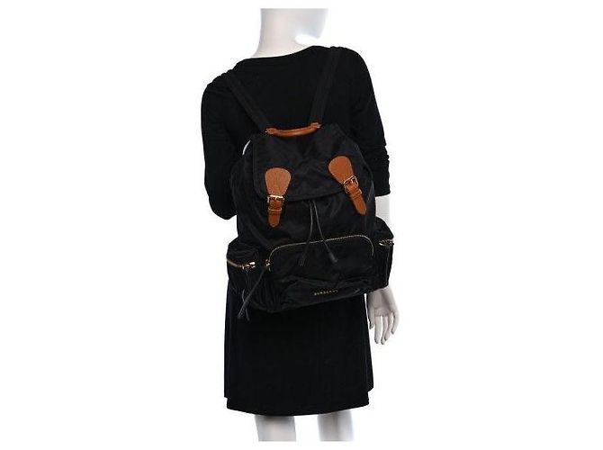 BURBERRY Nylon Large Rucksack Backpack Black/Brown