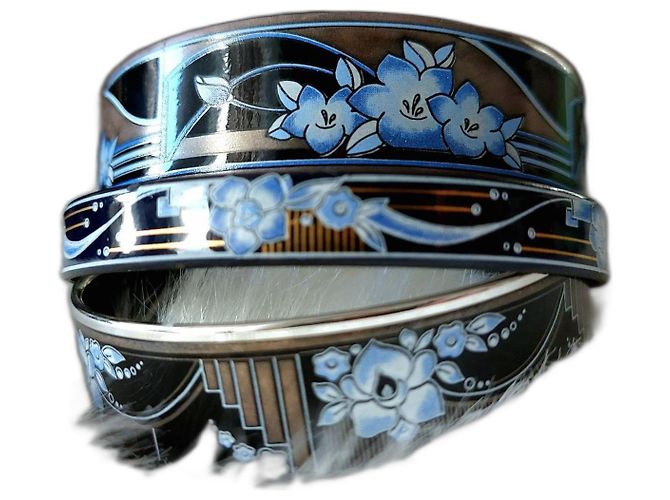 Ensemble de 3 bracelets Michaela Frey Wille. Noir Bleu Bronze